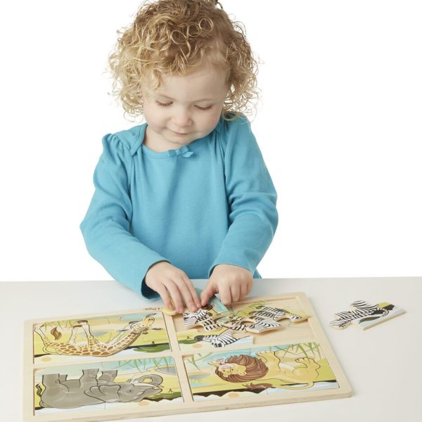 פאזל עץ 4 ב-1 חיות ספארי