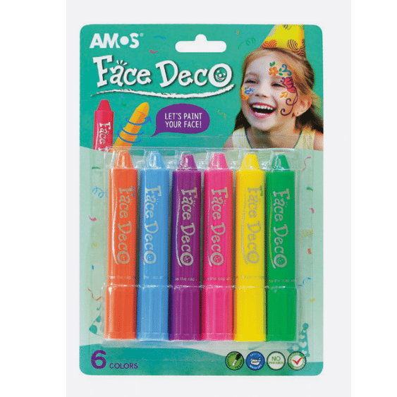 סט שישה טושים לציור על הפנים באריזת Face Deco צבעונית