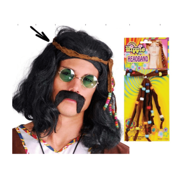סרט ראש היפי עם חרוזים צבעוניים